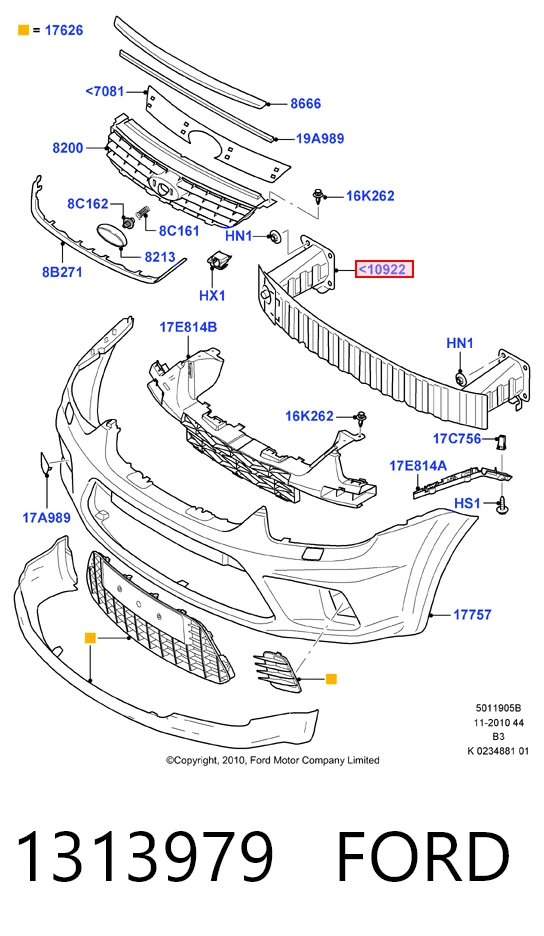 KH2533940 Starline Балка бампера переднього