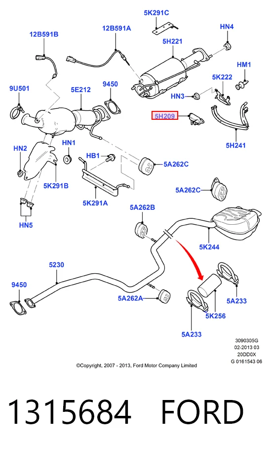 1315684 Ford Датчик тиску вихлопних газів