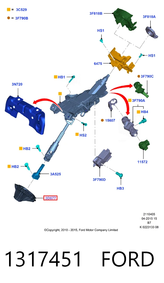 1317451 Ford Рейковий рульовий механізм
