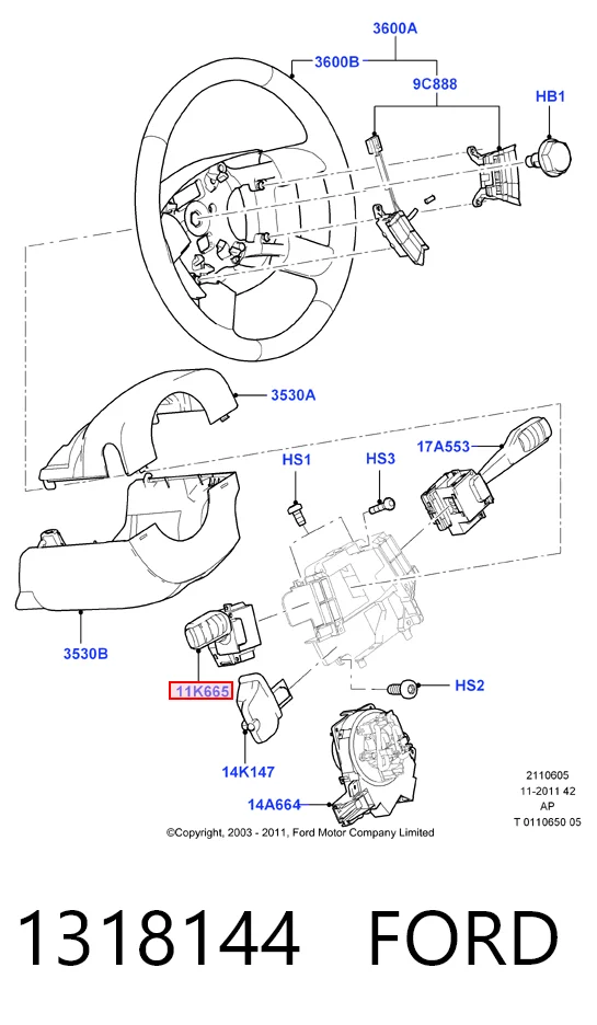 1318144 Ford Перемикач підрульовий, лівий