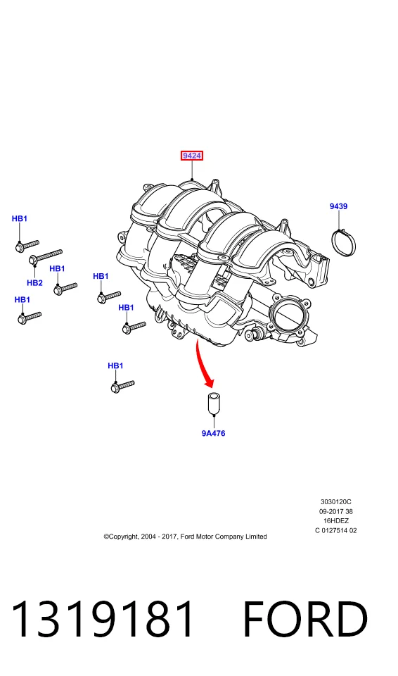 Колектор впускний Ford Fiesta Mk6