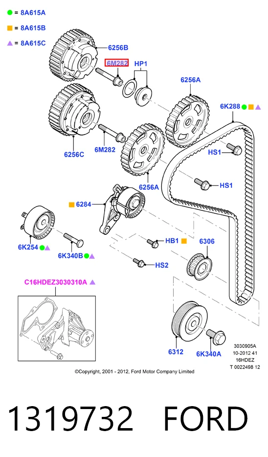 1319732 Ford Болт шестерні распредвала