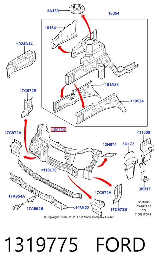 Купити Рамка радіатора Ford Ka  RBT