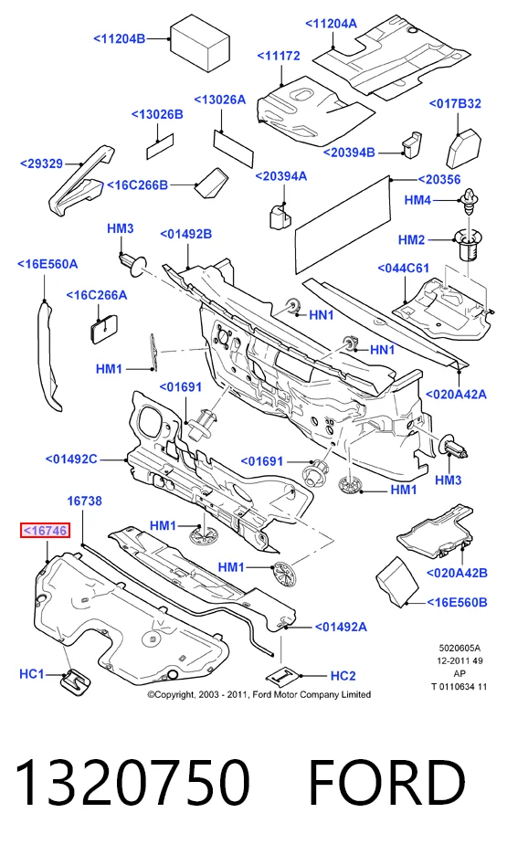 1320750 Ford Утеплювач капота