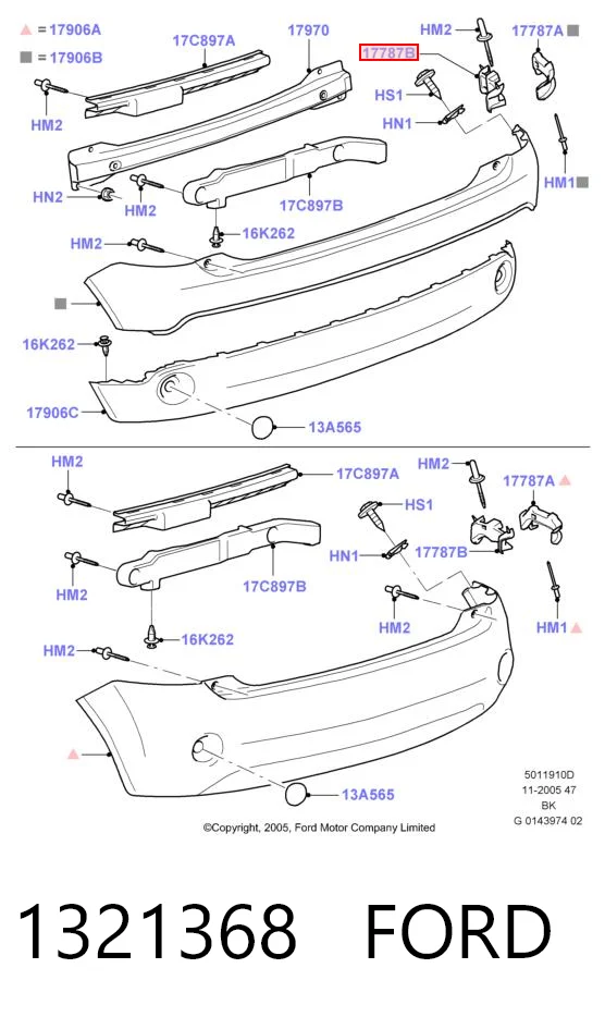 1321368 Ford Кронштейн бампера заднього, зовнішній лівий