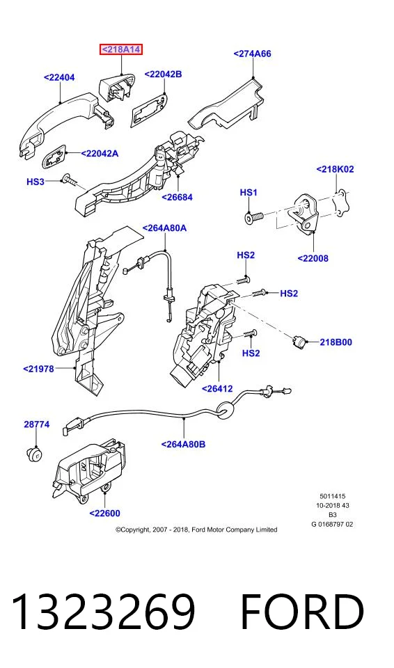 1323269 Ford Ручка передніх дверей, зовнішня