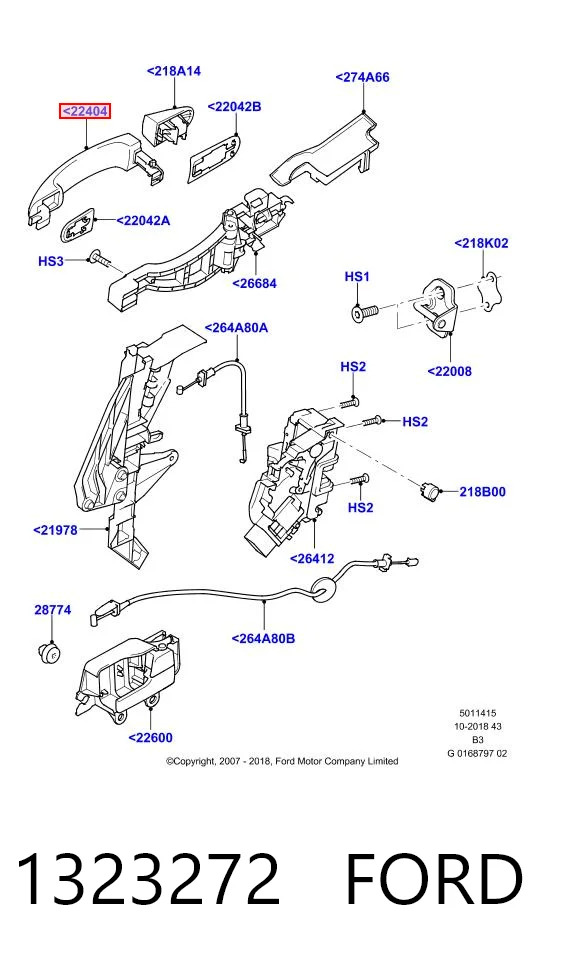 1323272 Ford Ручка передніх дверей, зовнішня