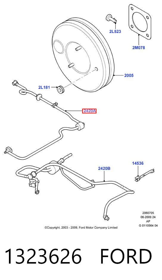 1323626 Ford Рейковий рульовий механізм