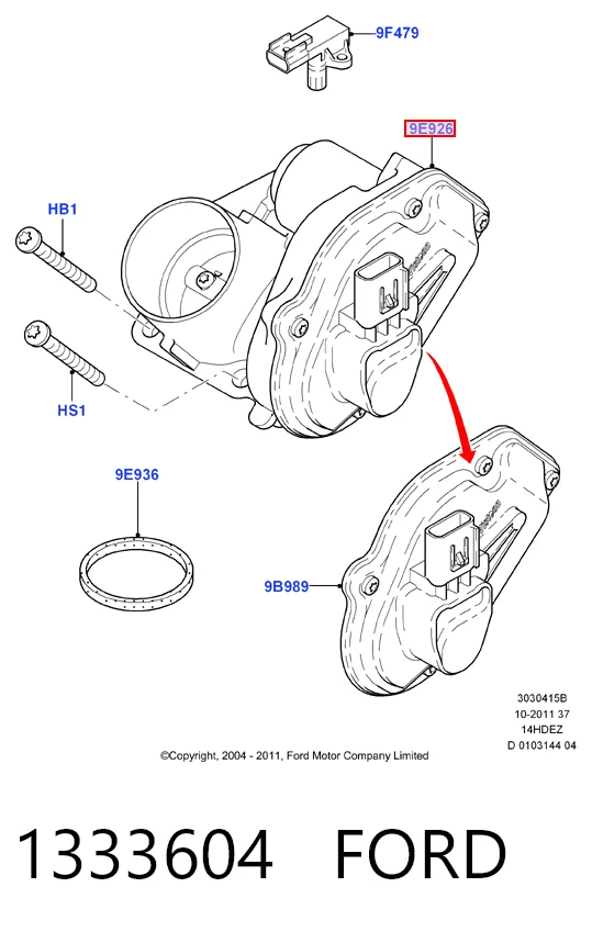 1333604 Ford Дросільна заслінка в зборі