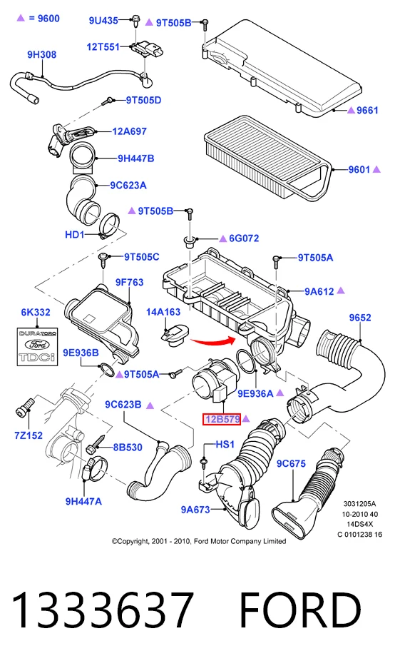 1333637 Ford Датчик витрати повітря