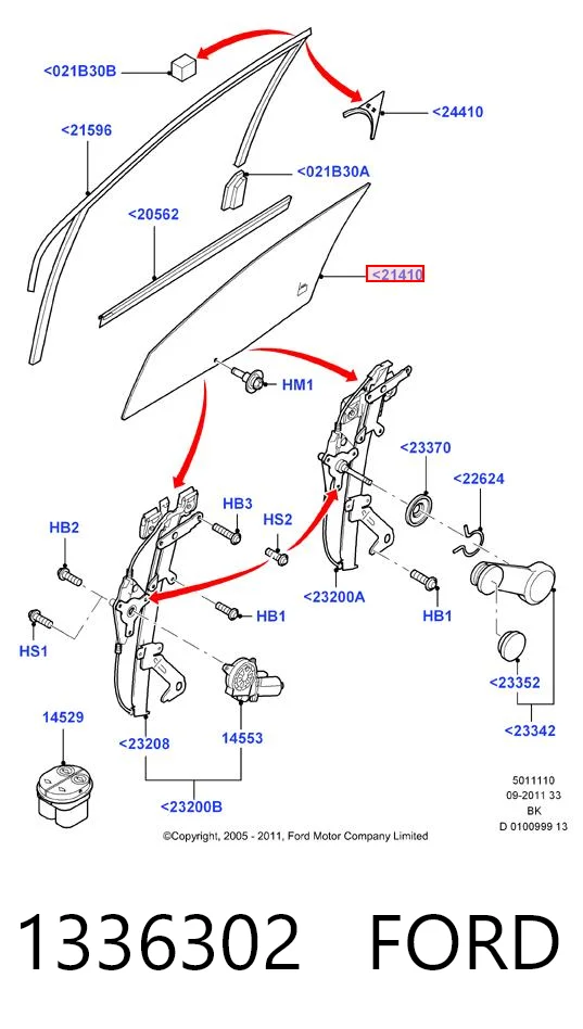 1336302 Ford Скло пасажирських дверей