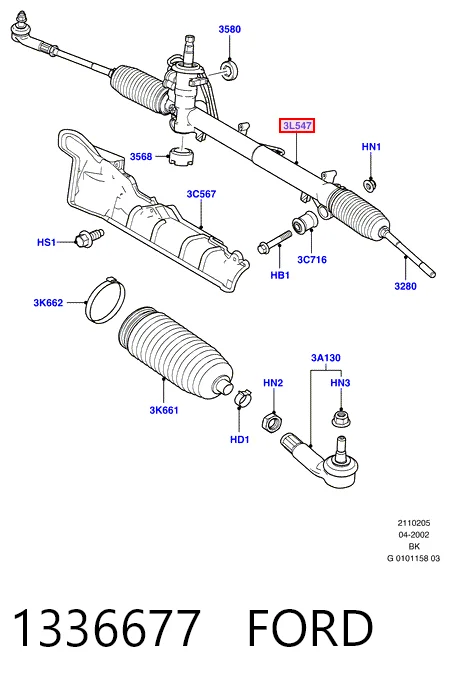 1336677 Ford Рейковий рульовий механізм