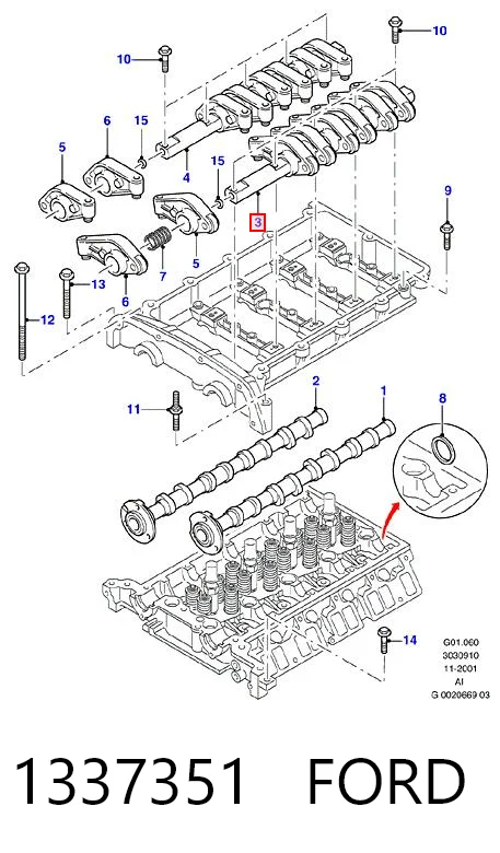 Вісь коромисла рокерів, впускних HMPXS7Q6A557AC Hmpx