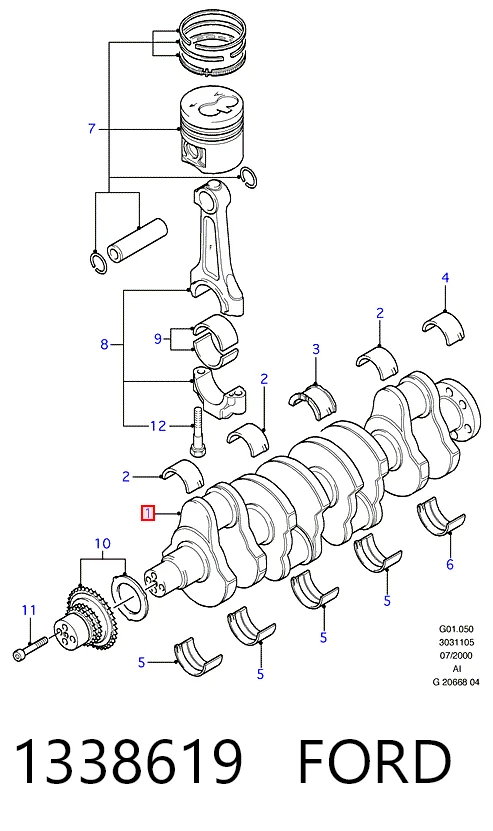 1338619 Ford Колінвал двигуна