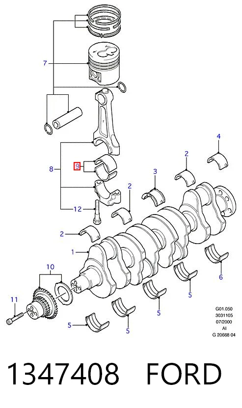1347408 Ford Підшипник шатуна
