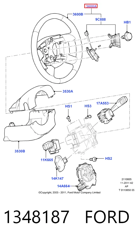 Рульове колесо на Ford Focus II DA, FFS, DS