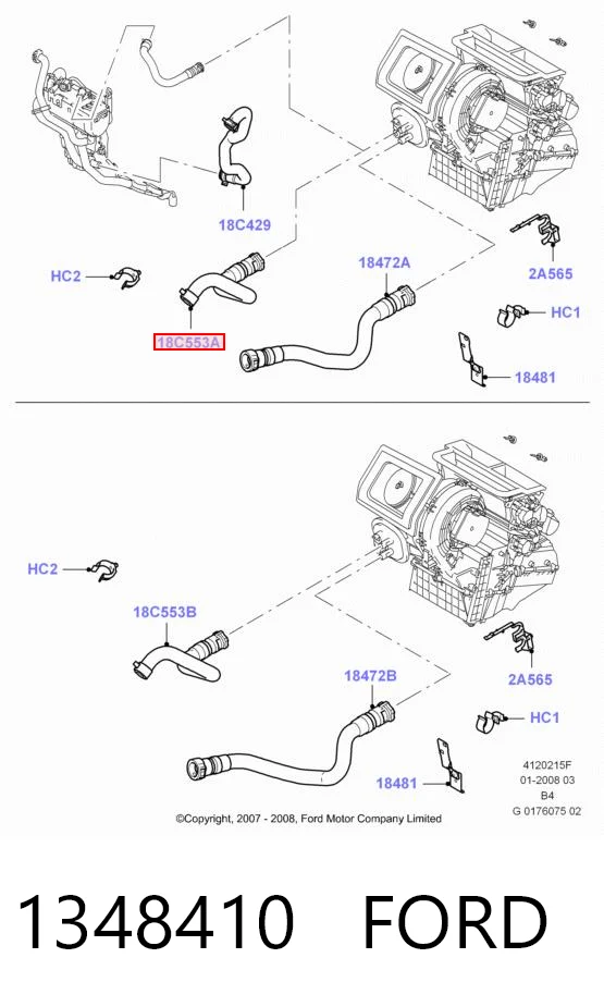 1348410 Ford Шланг радіатора опалювача/грубки, подача