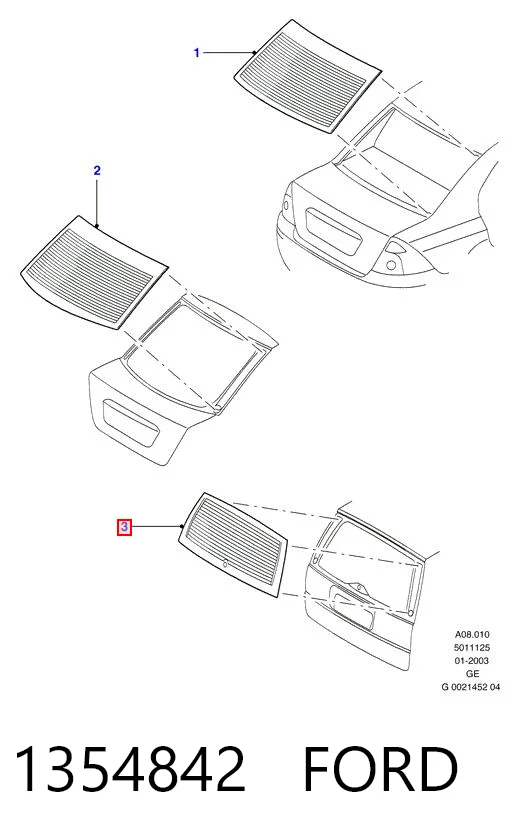 1354842 Ford Скло третіх/п'ятих дверей