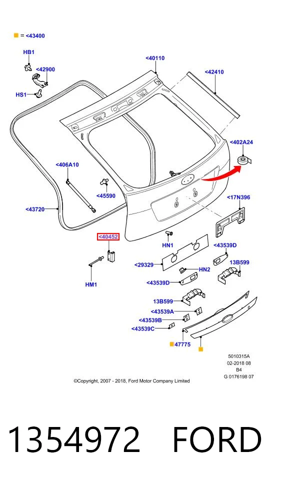 1354972 Ford Відбійник п'ятої двері