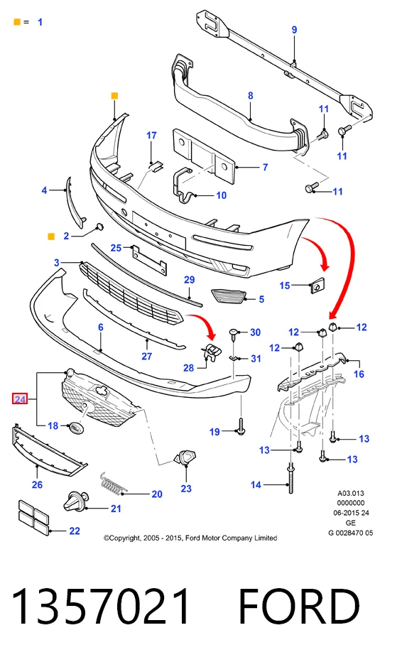  Решітка радіатора Ford Mondeo 3