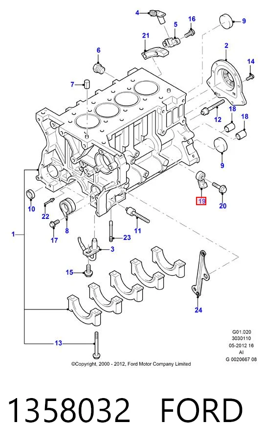 1358032 Ford Датчик детонації