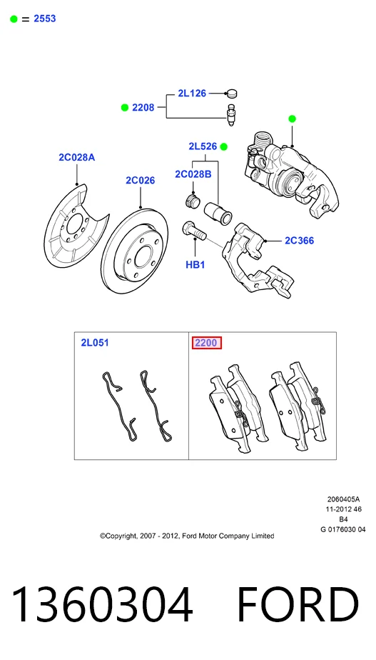 1360304 Ford Колодки гальмівні задні, дискові