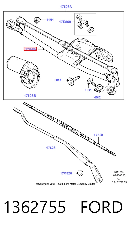 Трапеція склоочисника на Ford Connect  TC7