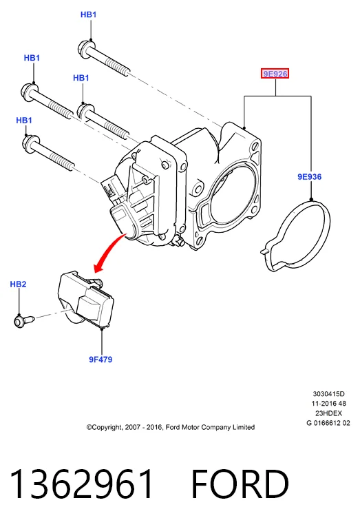 1362961 Ford Дросільна заслінка в зборі