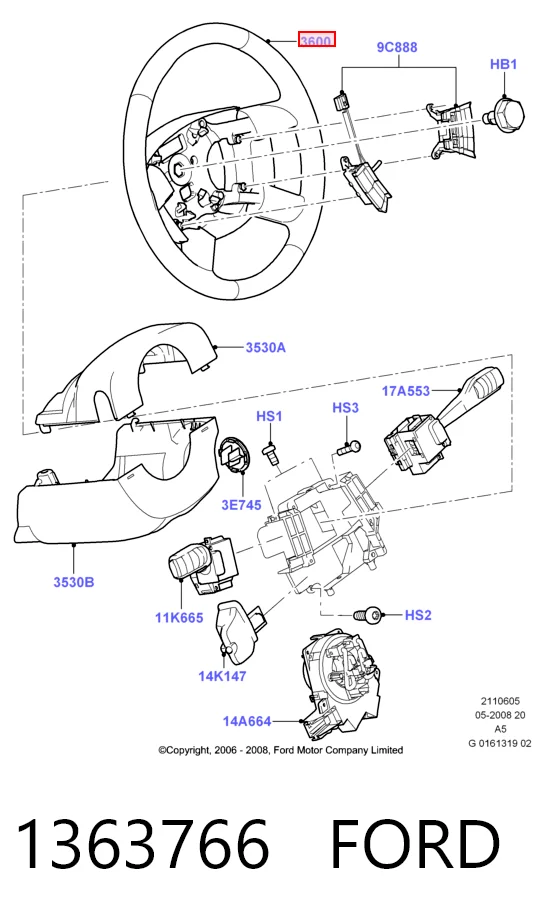 Рульове колесо Ford Focus II універсал (DA, FFS, DS) (2004 - 2011) ціна, від 44.34 USD