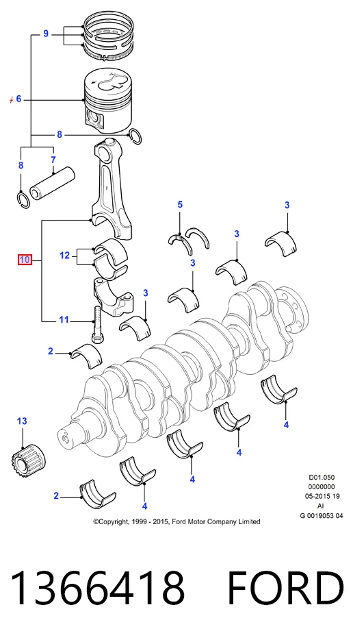 Купити 1S4Q6200AD Ford Шатун поршня двигуна