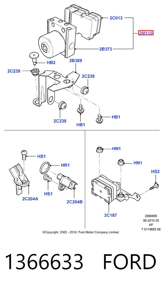 Блок управління АБС (ABS) на Ford C-Max  DM2