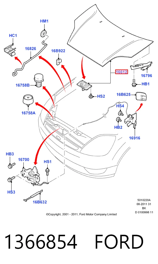 Капот на Ford Fusion  JU