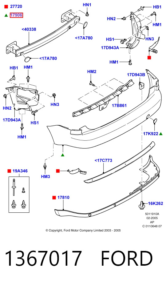 Кожух бампера заднього Ford C-Max мінівен (DM2) (2003 - 2007) ціна, від 179.53 USD