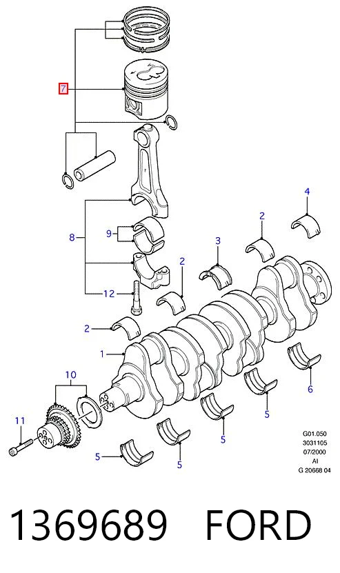 Поршень в комплекті на 1 циліндр, STD Mopart 3856000 ціна, від 82.17 USD