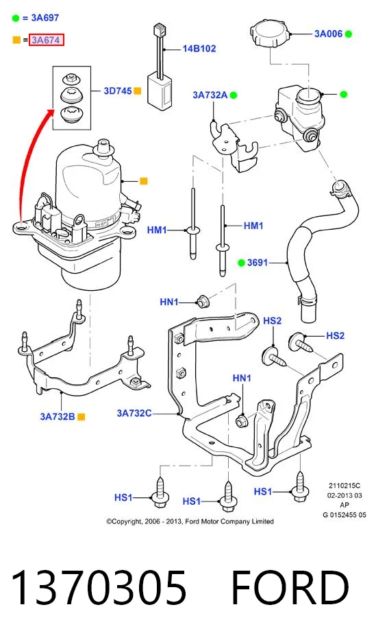 1370305 Ford Насос гідропідсилювача