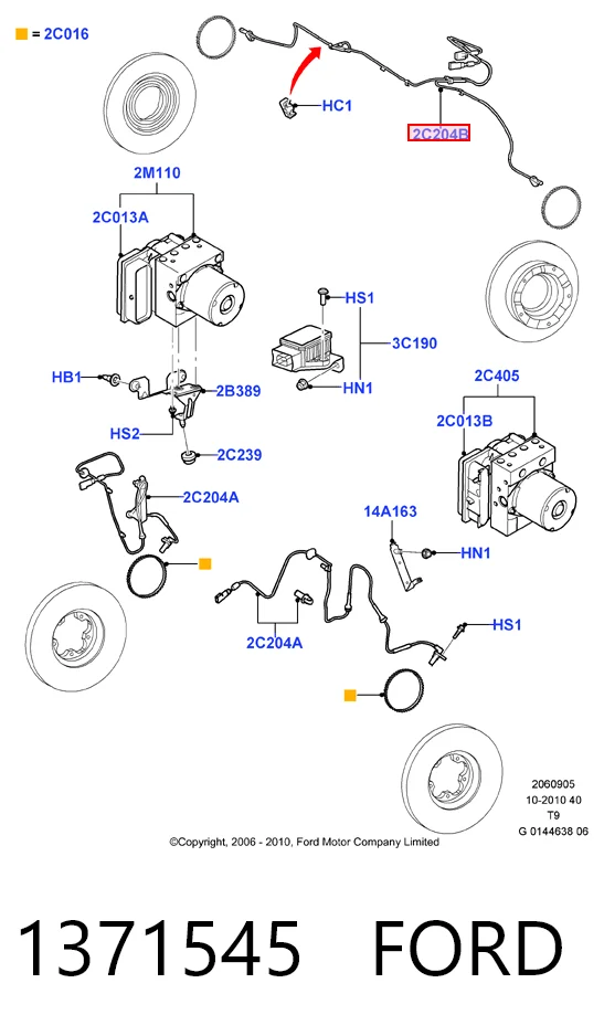 1371545 Ford Датчик ABS задній лівий