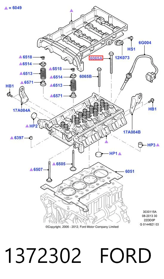 1372302 Ford Болт кріплення головки блоку циліндрів