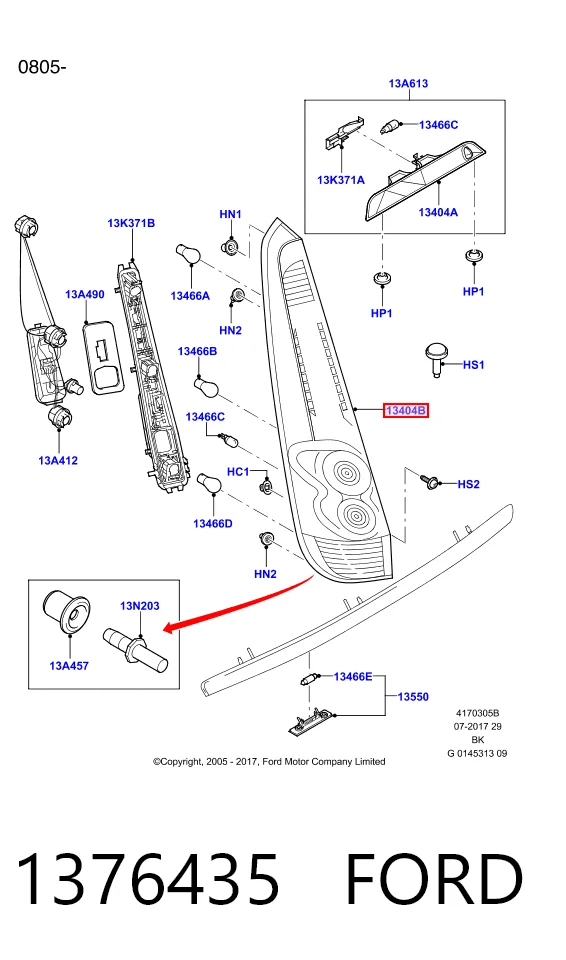 Ліхтар задній лівий Ford Fiesta Mk5 хетчбек (JH, JD) (2001 - 2008) ціна, від 58.04 USD