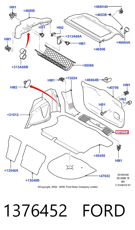 1376452 Ford Накладка перегородки
