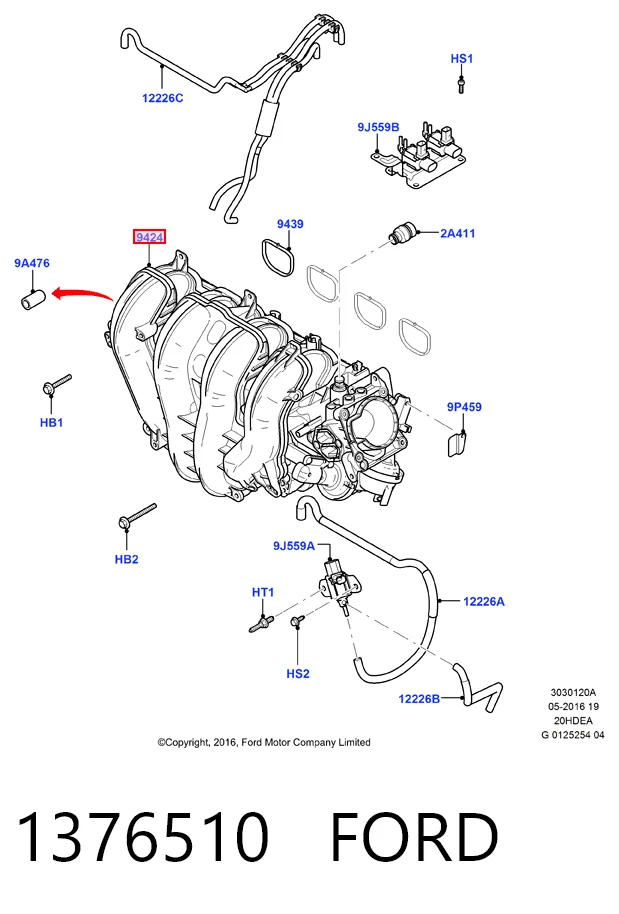 1376510 Ford Колектор впускний