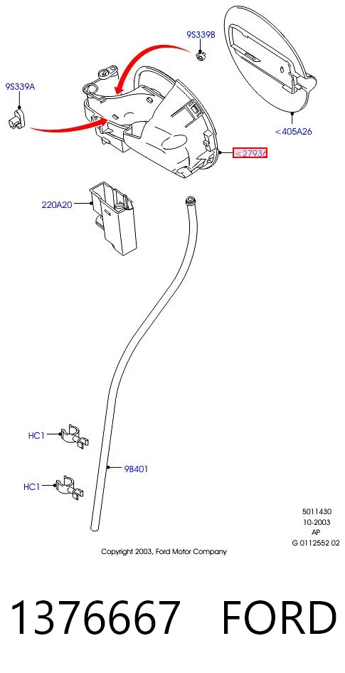 1376667 Ford Заливна горловина бензобака