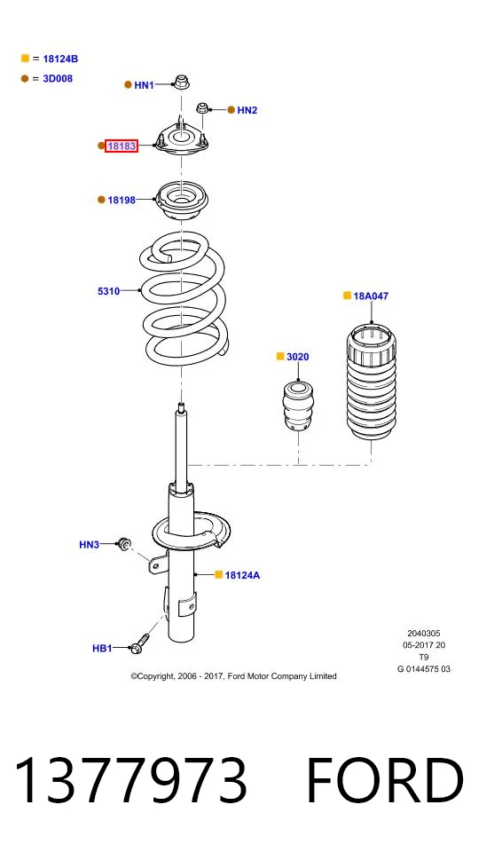 1377973 Ford Кріплення переднього амортизатора