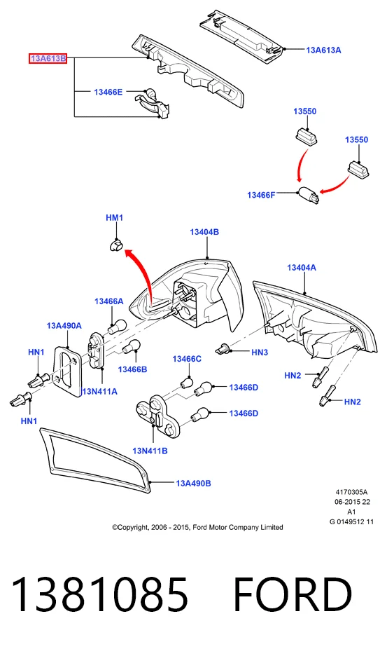 Стоп-сигнал заднього скла на Ford Galaxy II CA1 WA6