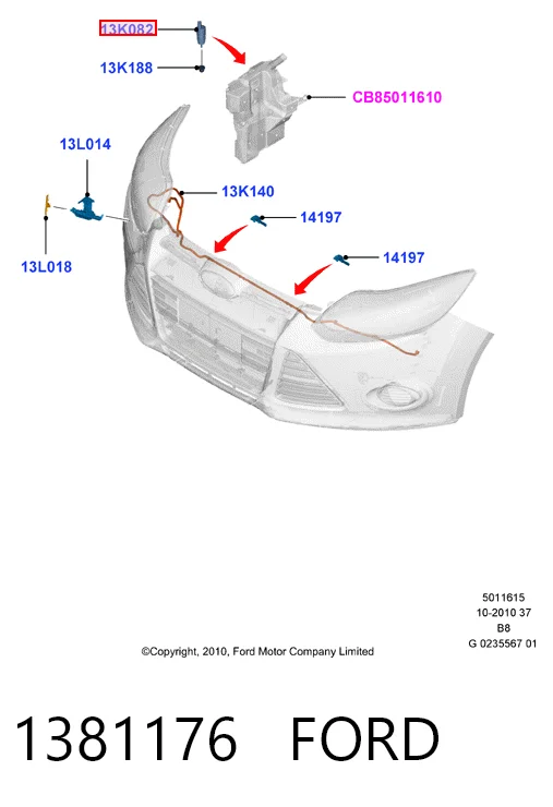 1381176 Ford Насос-двигун омивача фар