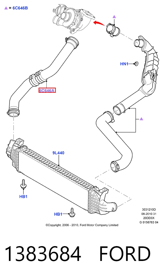 1383684 Ford Трубка, що нагнітається