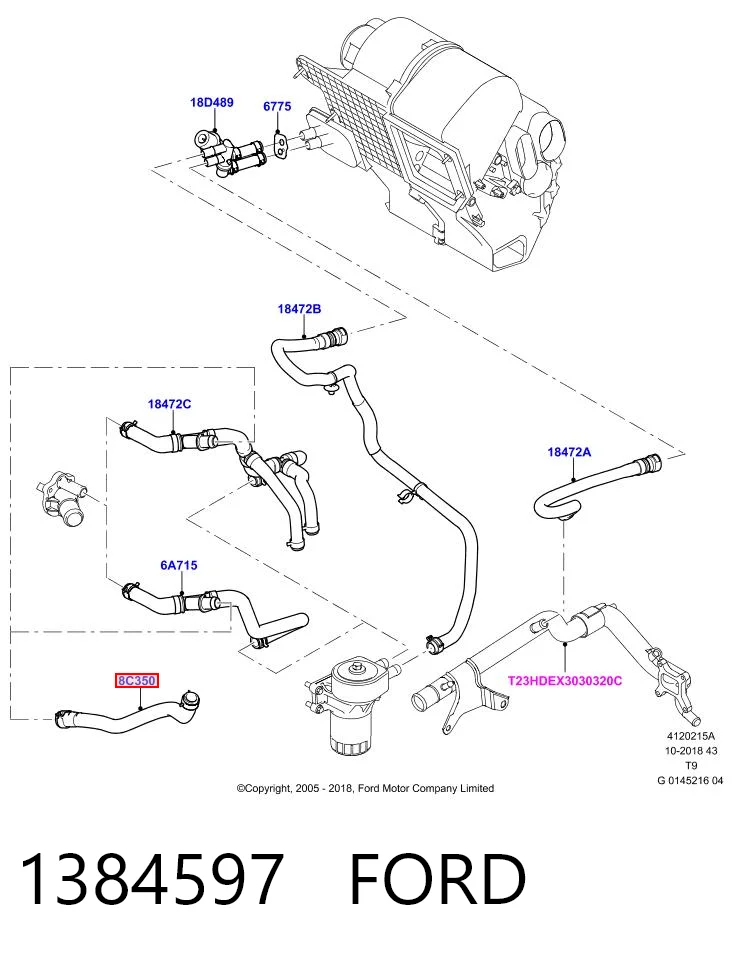 1384597 Ford Шланг розширювального бачка, нижній