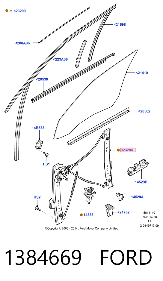 Підйомник механічний вітрового скла на Ford Galaxy II CA1 WA6