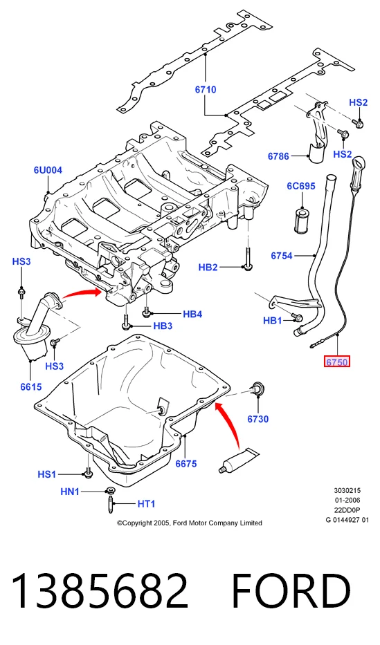 Щуп-індикатор рівня масла в двигуні Ford Transit VI фургон (V347/8) (2006 - 2014) ціна, від 3.11 USD