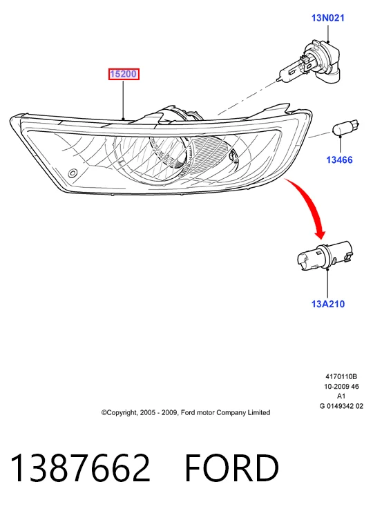 Протитуманка ліва на Ford Galaxy II CA1 WA6