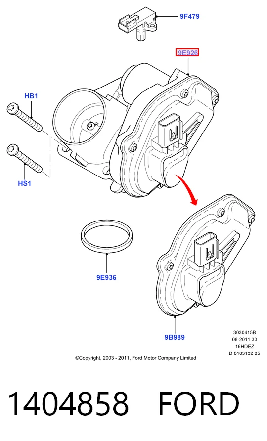 1404858 Ford Дросільна заслінка в зборі